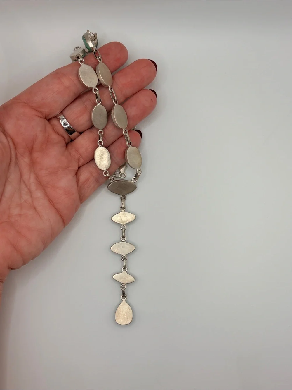 925 Sterling Silver Hachita Turquoise “Y” Necklace